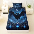 thumbnail image 3 of Manfei Black Bats Twin Sheets,Spooky Halloween Theme Bedding,Blue,3 Pieces,1 Fitted Sheet and 1 Pillowcase, 3 of 6