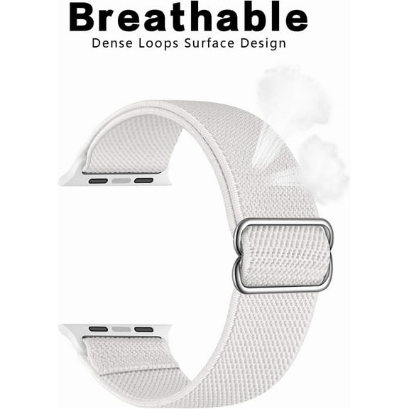 RTHG-Stretchy Nylon Watch Bands Compatible with Apple Watch Ultra 2/1 SE Series 9/8/7/6/5/4/3, Adjustable Braided Elastic Sport Loop Rugged Strap for iWatch Women Men (Bright White, 42/44/45/49MM)