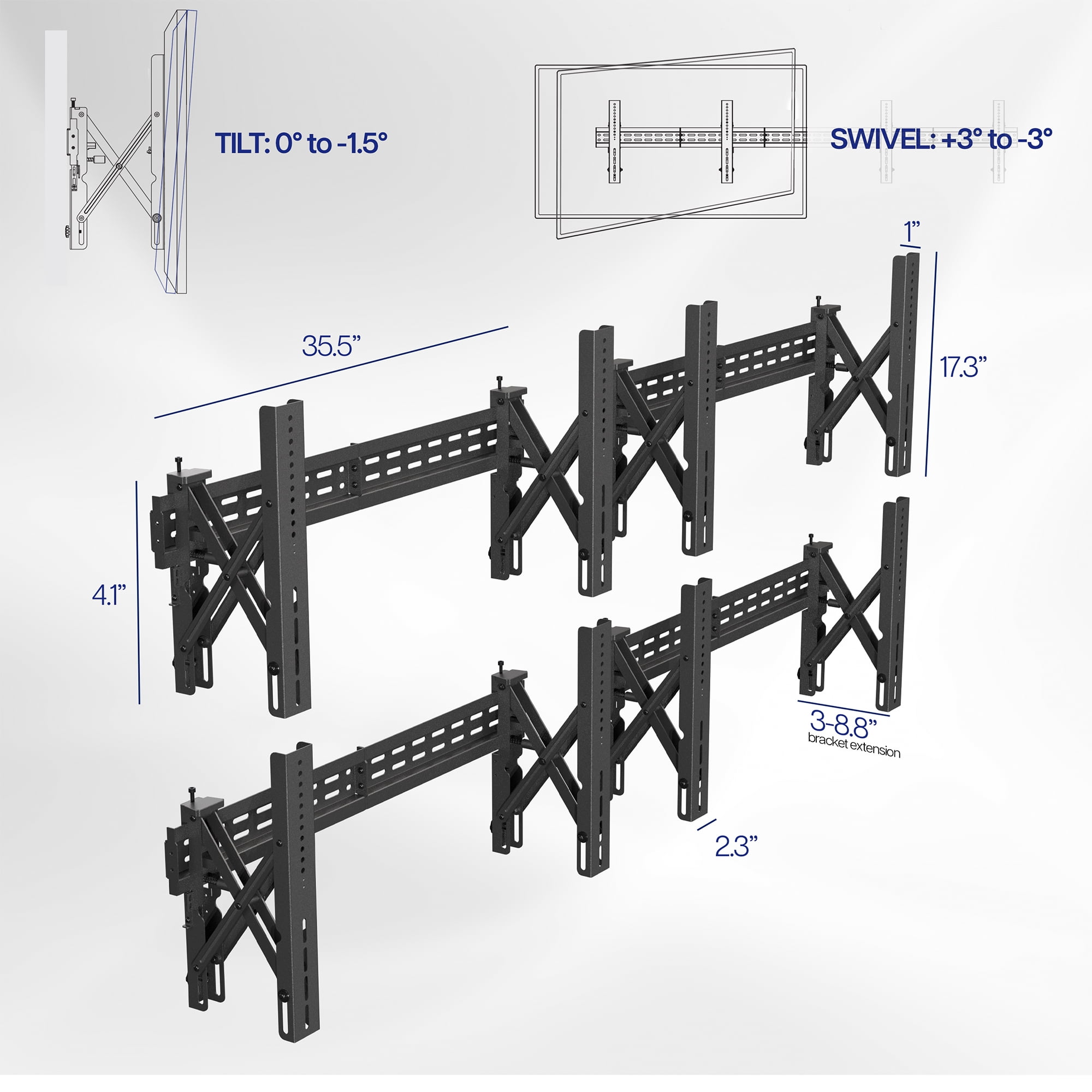 VIVO Pop-Out Video Wall Mounts, Fits 4 TV Screens 37 to 90 inches, 4 Mounts