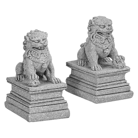 2pcs Chinese Style Lion Ornaments, Asian Stone Lion Statues for Dining Table, Desktop, Front Yard, House Decor Figurines