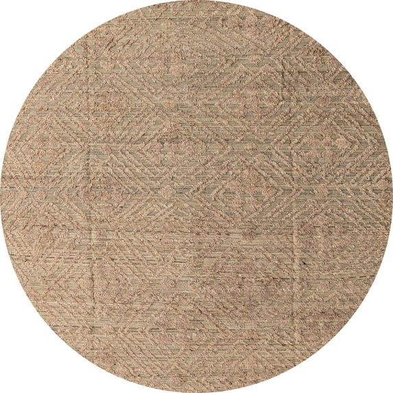 Ahgly Company Indoor Round Abstract Brown Abstract Area Rugs, 7' Round