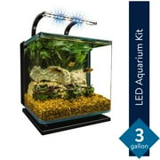 PERFECTO MANUFACTURING Marineland Contour 3 Aquarium Kit 3 Gallons, Rounded Glass Corners, Includes LED Lighting