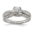 thumbnail image 4 of 925 Sterling Silver 2-Piece Cubic Zirconia Wedding Set Ring Size 6, 4 of 7
