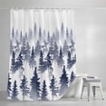 thumbnail image 3 of Abstract Navy Blue Forest Silhouette Shower Curtain for Bathroom, Nature Landscape on White Waterproof Shower Curtains Washable Quick Dry with Hooks Bathtub Curtains 72x72IN, 3 of 9