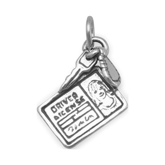 Driver License and Key Charm Sterling Silver - Made in the USA