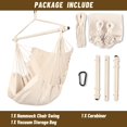 thumbnail image 5 of Hammock Chair Hanging Rope Swing - Max 500 Lbs - 2 Cushions Included - Steel Spreader Bar with Anti-Slip Rings - for Any Indoor or Outdoor Spaces (Beige), 5 of 9