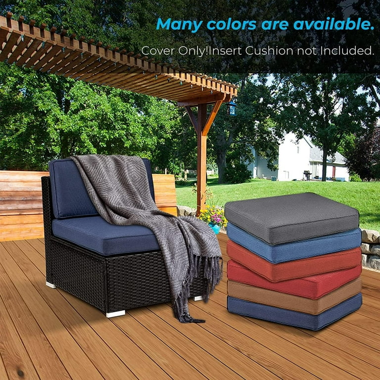 SOLAURA 12 Pieces Patio Cushion Covers Replacement Outdoor Patio Sofa Washable Cushion Slipcovers with Zipper Dark Blue