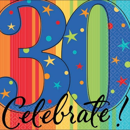 30th Birthday Beverage Napkins - A Year To Celebrate 30th Birthday Beverage Napkins - Party Supplies
