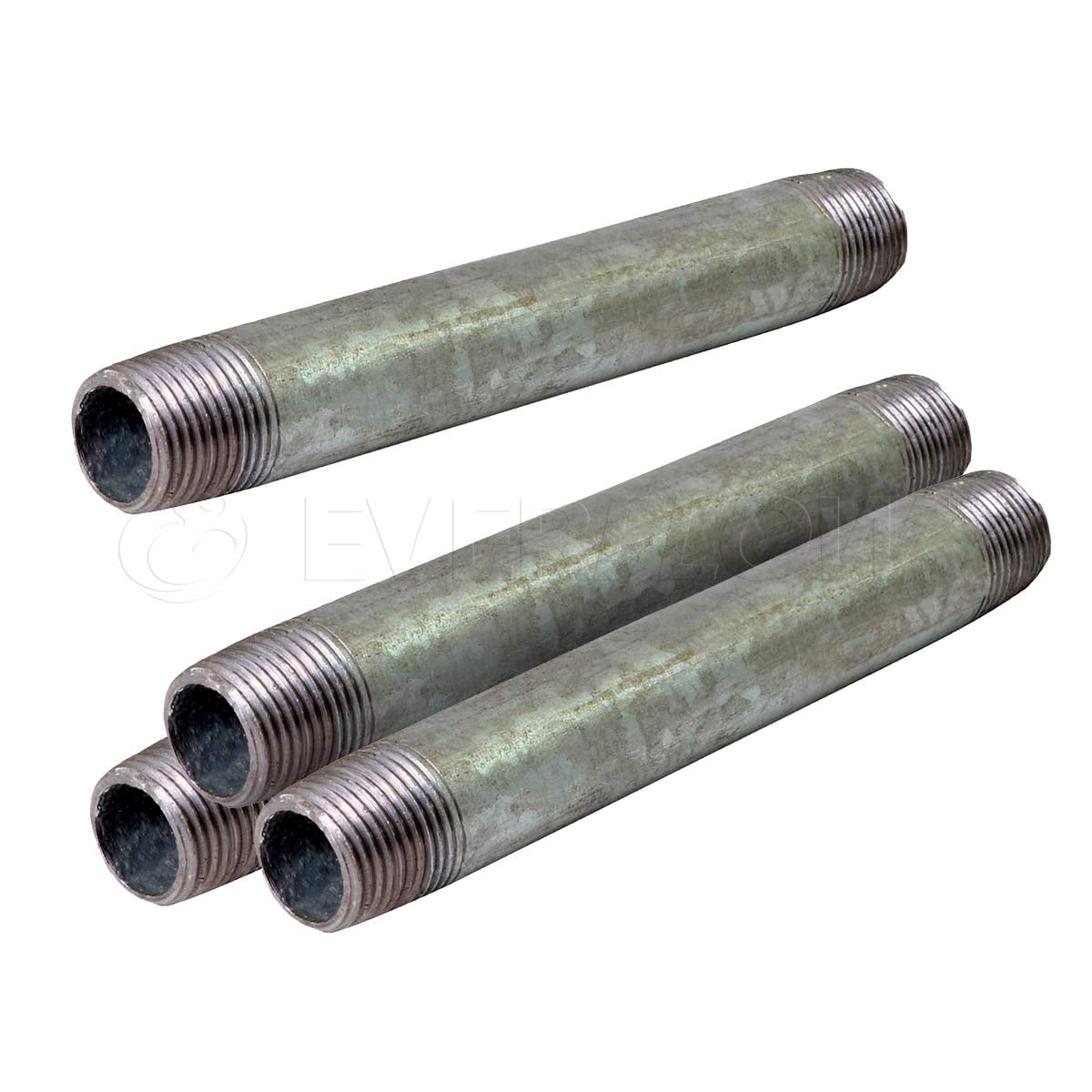 Supply Giant 1/8" x 8" Steel Pipe, pre cut Industrial Pipe, Threaded Pipe Nipples and Fittings, Build Vintage DIY Furniture, Galvanized (Pack Of 4)