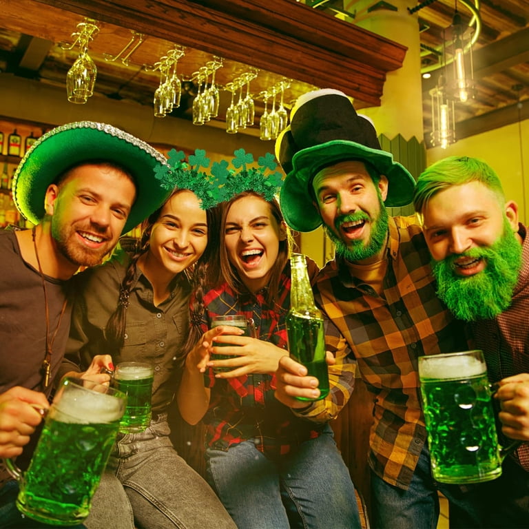 Zoestar Bandeau lumineux pour la Saint Patrick - Bandeau trèfle à LED vert - Chapeau irlandais