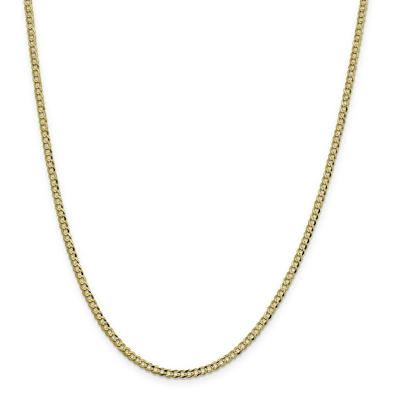 Primal Gold 14 Karat Yellow Gold 3.1mm Solid Polished Light Flat Cuban Chain