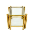thumbnail image 4 of Gold Stainless Steel End Table, 20 Inch Square, Double-layer Clear Tempered Glass, Storage For Living Area, 4 of 5