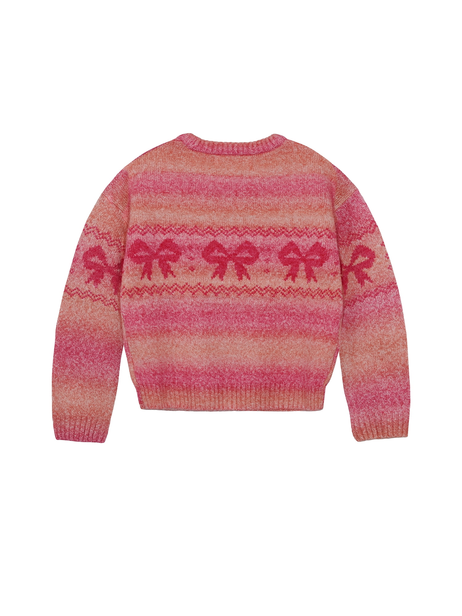 Planet Gold Girls Bow Print Ombre Sweater, Sizes 12M-18