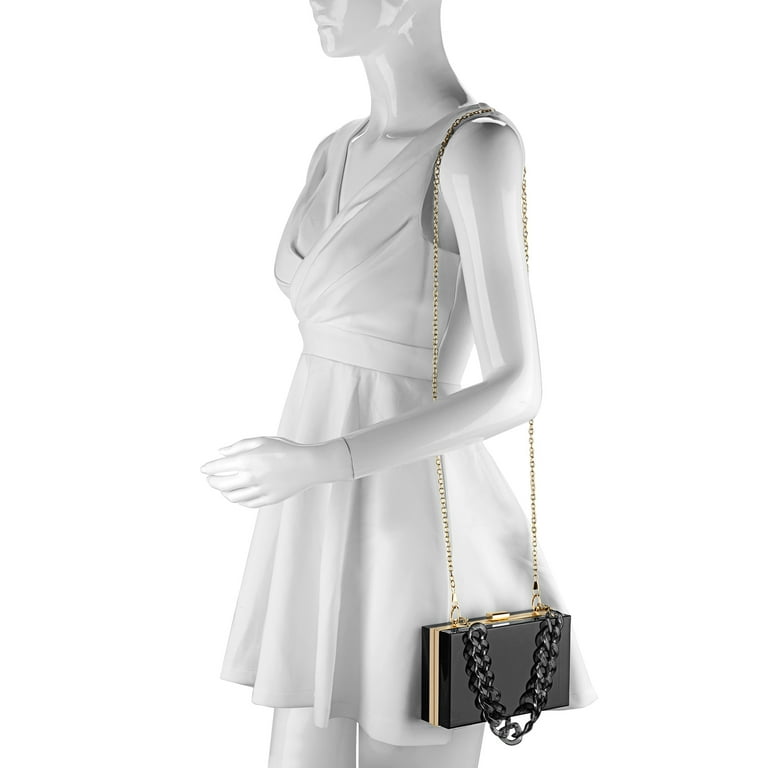 Women s Clear Purse Acrylic Clear Clutch Bag Transparent Stadium Approved Crossbody Shoulder Evening Handbag with Two Detachable Chains for Wedding