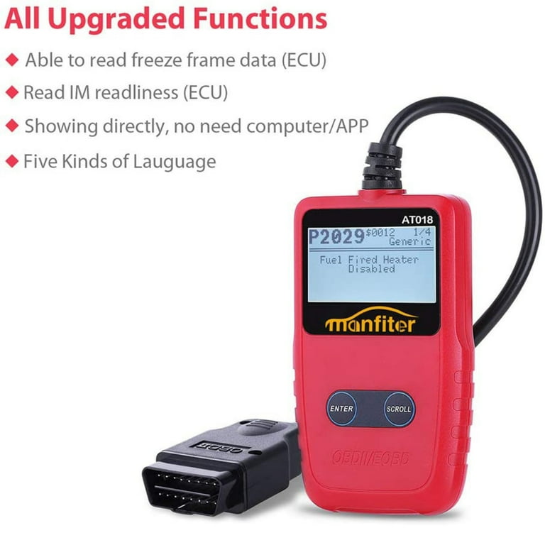 Manfiter OBD2 Scanner Check Engine Fault Code Reader, Read Codes Clear  Codes, View Freeze Frame Data, I/M Readiness Smog Check CAN Diagnostic Scan  Tool, Universal - Walmart.com