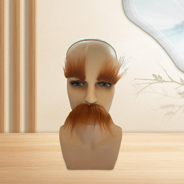 Conjunto de cejas y barba postizas, disfraz de bigote novedoso, maquillaje realista, simulación