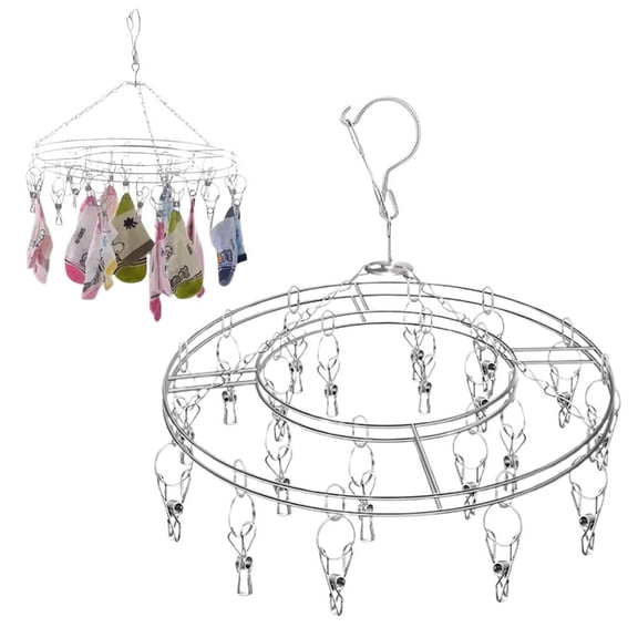 NOVELAR Windproof Stainless Steel Drying Rack, 14.17 in Round Design with Adjustable Bracket, Space-Saving Laundry Rack for Home or Apartment