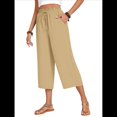 thumbnail image 2 of Pantalones Cortos para Mujer, Informales, con Cordón y Bolsillos, Holgados, de Cintura Alta y Pierna . Caqui XXL, 2 of 6