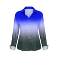 thumbnail image 4 of Uootdi Blouses for Women Dressy Casual Long Sleeve Collared Colorblock Print Button Front Relaxed Fit Office Casual Outfits Gift, 4 of 5
