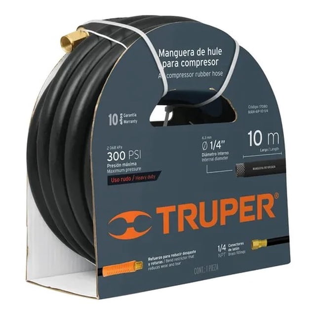 Manguera Compresor Hule Truper 17080 1/4'' X 10 Mt Alta Pres