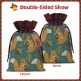 thumbnail image 2 of Cauagu Knitted Woodland Squirrel Print Christmas Linen Gift Bag,Christmas Goody Gift Bags with Plaid Drawstrings Xmas Presents Bags Holiday with Gift Tag Cards-Black, 2 of 8