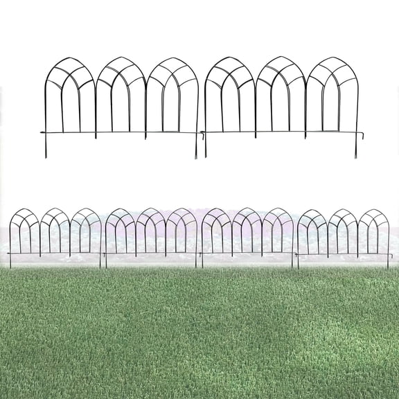 Glamos Wire 18 inch Arched Top metal Panel Decorative Fence 4 Pack 9 feet total