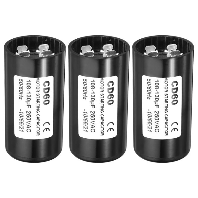 Uxcell 108-130uF/Mfd 250VAC 50/60Hz Motor Start Capacitor CD60 Run Capacitor 3 Pack