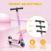 Electric Scooter for Kids – 6 MPH Top Speed, Up to 5 Miles Range, 5.3 Solid Tires & Front Light – Adjustable Height Kick Scooter for Ages 6-12