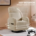 thumbnail image 3 of Yaheetech Corduroy Swivel Glider Chair Rocking Chair for Living Room, Khaki, 3 of 9