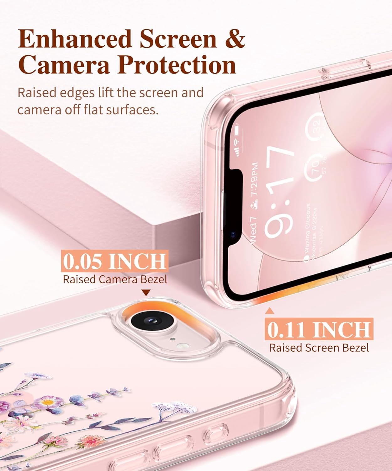 for iPhone 17e Case & iPhone 16e Case, [Non-Yellowing][Military-Grade Protection] Hard PC&TPU Bumper, Floral Shockproof Protective Clear Phone Case (Floratopia/Colorful)
