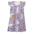 thumbnail image 1 of MIASHUI Robe de Nuit d'Été pour Filles avec Imprimé de Pâques et Petites Manches Volantes Robe de Maison Confortable pour Enfants Violet Clair, 9-10 Ans, 1 of 2