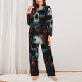 thumbnail image 6 of Salouo Butterfly Flower Skull Pattern Women's Pajamas Set Long Sleeve Button Down Sleepwear Soft Pj Lounge Sets for women 2 Piece Pjs Set with Long Pants -X-Large, 6 of 8