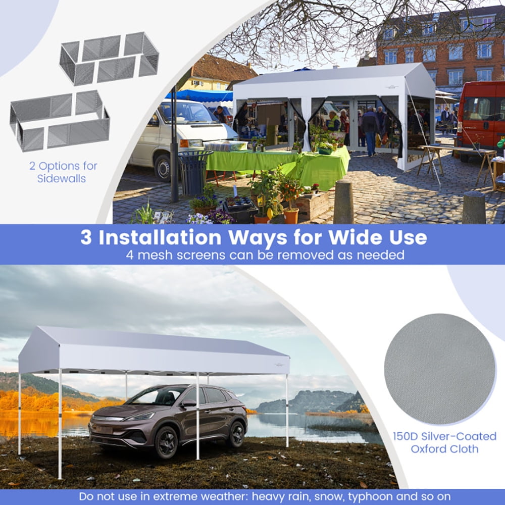 Aimee Lii 10 x 20 Feet Pop up Canopy Tent with Removable Sidewalls for Party, Retractable Outdoor Patio Awnings, White
