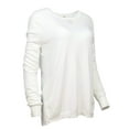 thumbnail image 2 of One A Ladies Long Sleeve Knit Front Casual Keyhole Top (Ivory, Large), 2 of 2