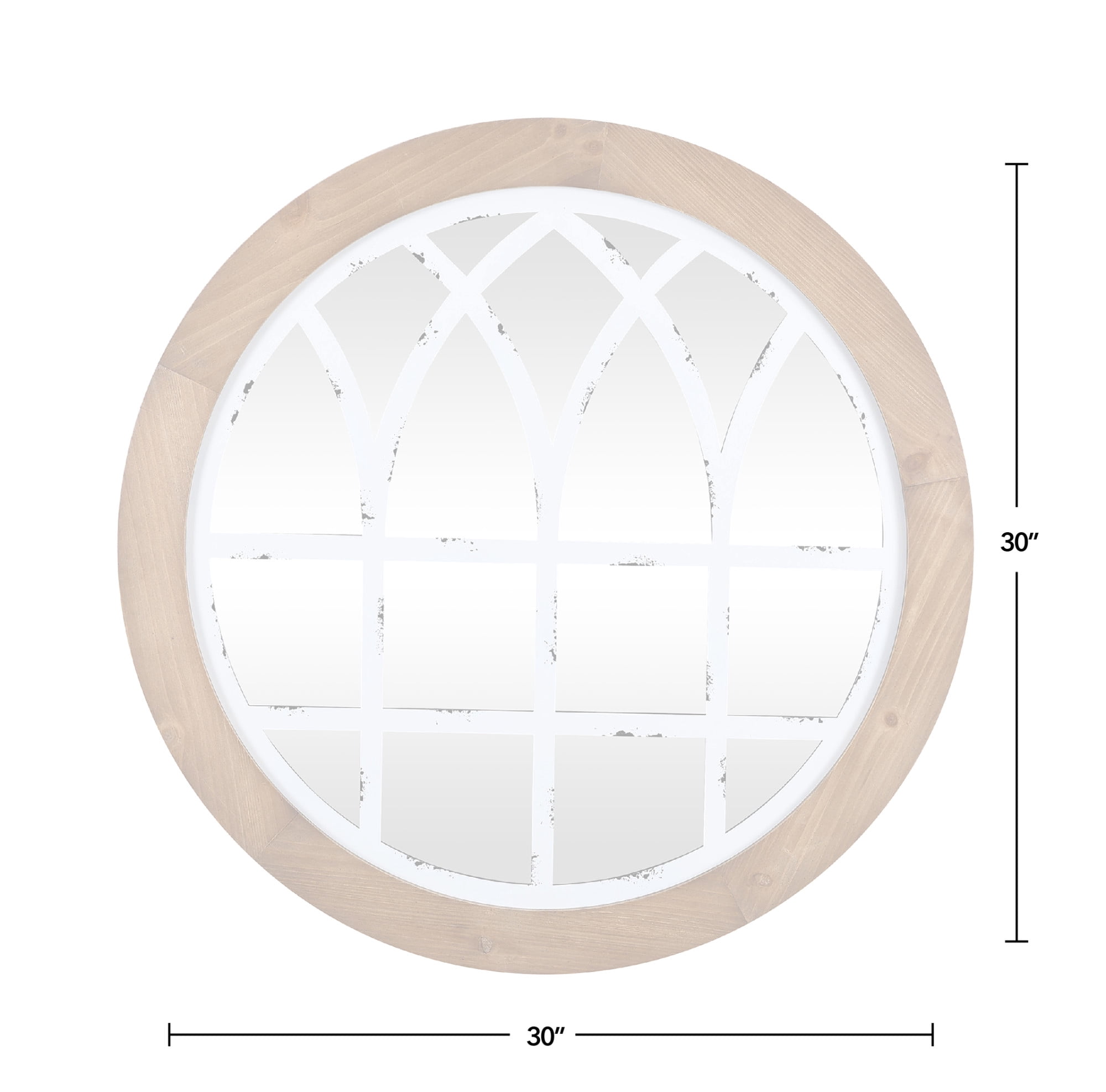 FirsTime & Co. Brown And White Covington Arch Wall Mirror, Farmhouse, Round, 30 x 1.1 x 30 in