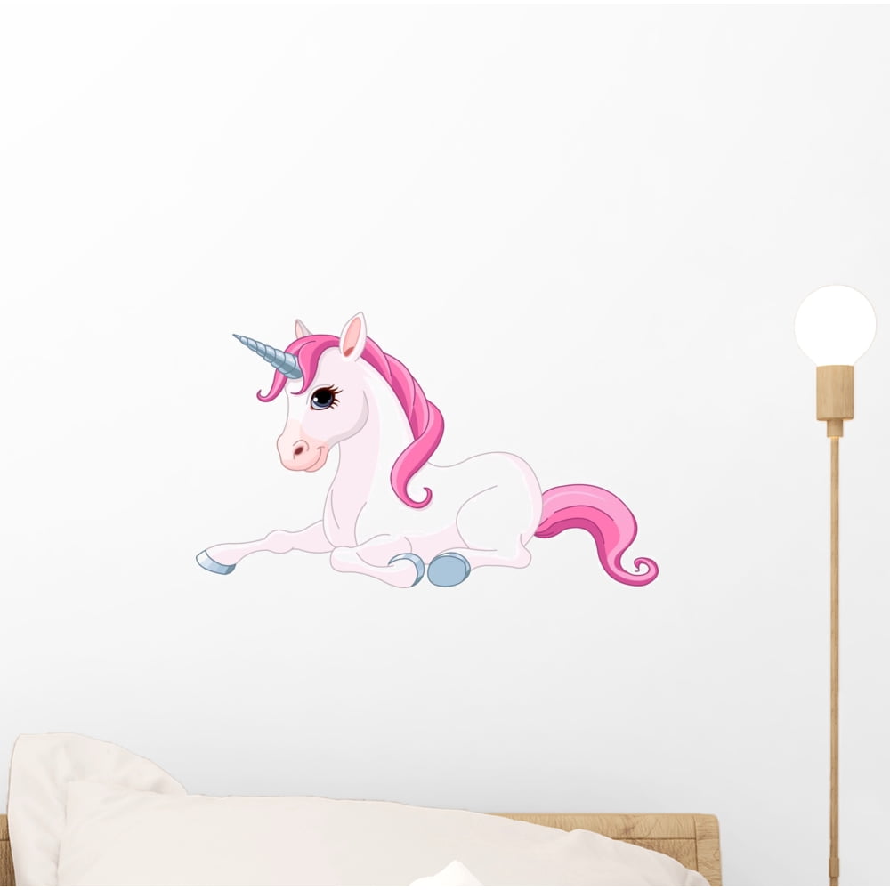 Adorable Unicorn Wall Decal Sticker by Wallmonkeys Vinyl Peel and Stick Graphic for Girls (12 in