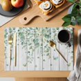 thumbnail image 2 of Eucalyptus Leaves Placemats Set of 4, Watercolor Green Leaf Wood Grain Non-Slip Place Mats Washable Table Mats for Kitchen Dining Table Decorations Indoor/Outdoor, 2 of 9