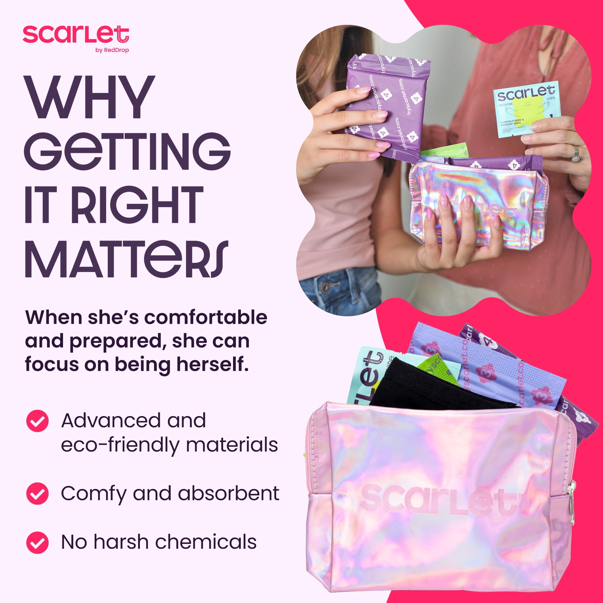 Scarlet by RedDrop Code Red Emergency Period Kit for Tweens & Teens