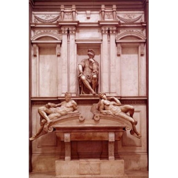 Posterazzi SAL3815395693 Tomb of Lorenzo de Medici by Michelangelo Buonarroti Marble 1524-31 1475-1564 Italy Florence San Lorenzo Poster Print - 18 x 24 in.