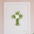 thumbnail image 3 of Corona de cruz liliácea de Pascua, guirnalda, adorno de puerta delantera, flor de simulación para puerta de oficina multifuncional duradera, 3 of 7