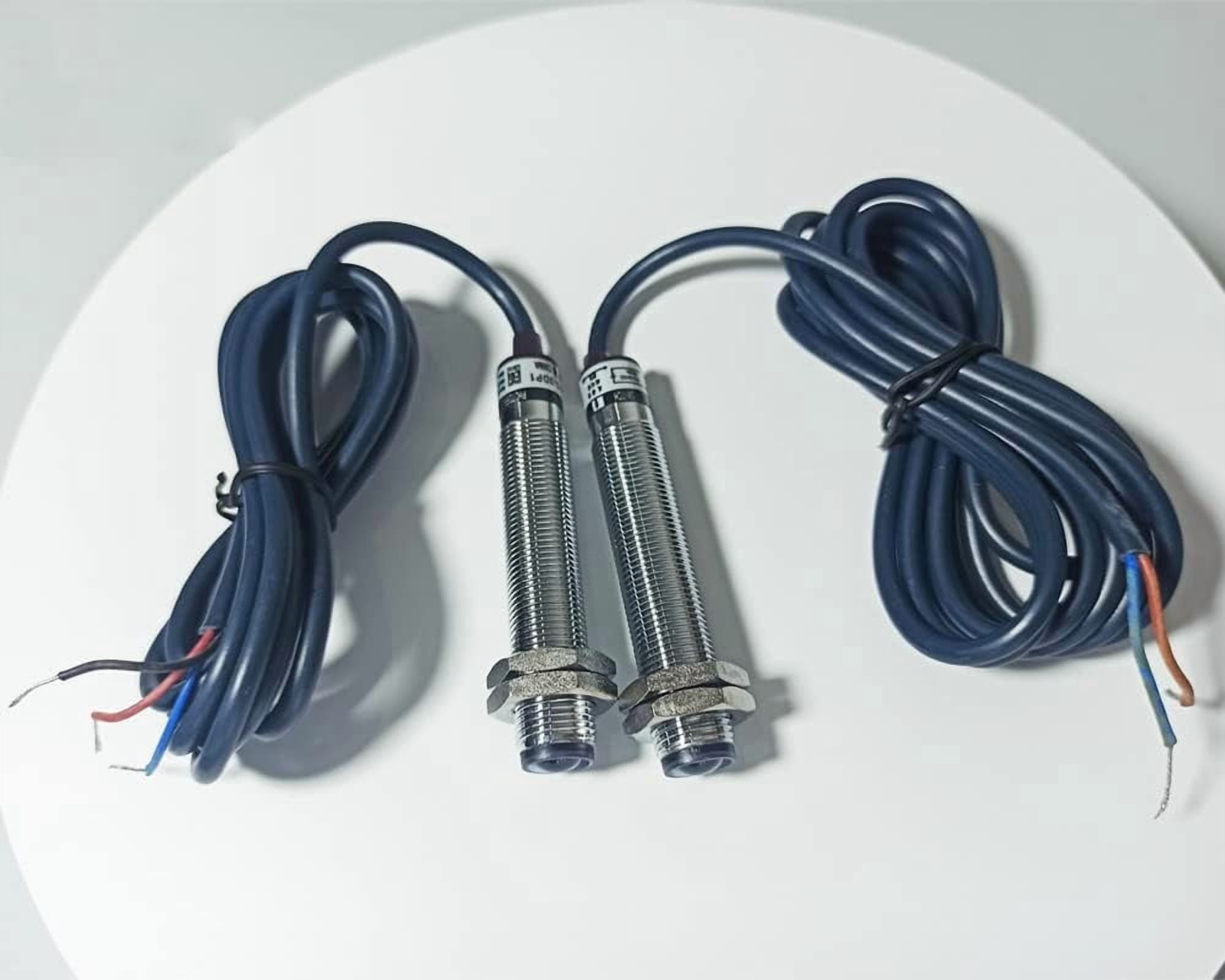 Photoelectric Switch Sensor, M12 Through-Beam Reflection Optical Photoelectric Beam Sensor,NPN NO 6-36VDC ,AC 110-220V (90-250V)