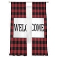 thumbnail image 7 of Welcome Red Sheer Curtains 96 inches Long 2 Panels Set Black Buffalo Check Plaid Tiers Sheers Rod Pocket Small Window Short Curtains for Kitchen Cafe, Each 52" W x 96" L, 7 of 7