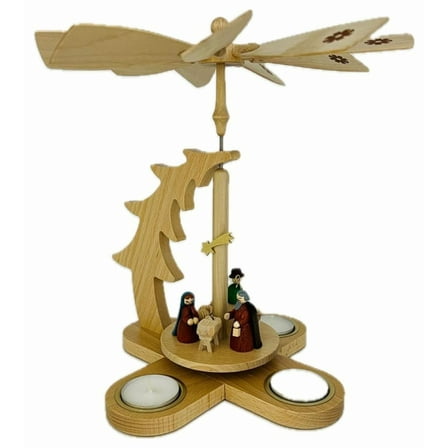 Christmas pyramid Nativity of Christ, 27 cm / 11 Inch high, with tea lights, original Erzgebirge by Richard Glässer Seiffen