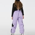 thumbnail image 5 of LNZGNM Snow Bibs Kids 8-12Y Insulated Waterproof Elatsic Waist Snowsuit Windproof Warm Skiing Pants Winter Bodysuit with Zipper Pockets for Boys Girls for Hiking, Light Purple, L, 5 of 6