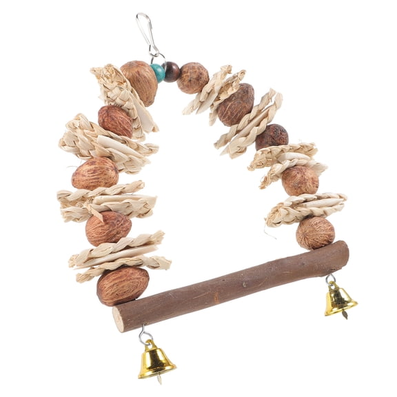 ETEREAUTY Natural Parrot Teething Toy with Fruit and Corn Leaf Bird Swing for Parrots Chewing and Playing
