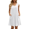 thumbnail image 2 of Vestido corto casual con cuello en V,Vestido con cuello en V para mujer Vestido casual con cuello en V para mujer Vestido cosido de encaje para mujer Diseño exquisito, 2 of 6