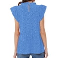 thumbnail image 3 of Nlife Women Ruffled Short Sleeve Button Closure Polka Dots Shirt, 3 of 4