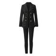 thumbnail image 2 of Fulijie Womens Suits Blazer And Pants,Womens Suits Blazer And Pants Black,Womens Fleece Jackets,Women's Solid Two Piece Suit Set Business Office Long Sleeve Jacket And Trouser, 2 of 8