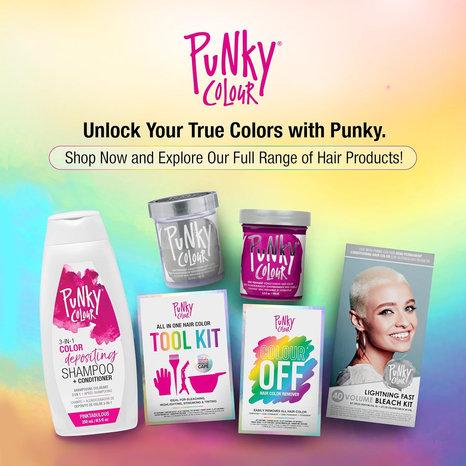 Punky Colour 3-in-1 Hair Color Shampoo & Color Depositing Conditioner, Pinktabulous, Pink 8.5 fl oz