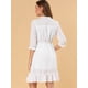 thumbnail image 5 of Vestido Corto De Gasa Con Dobladillo Con Volantes Y Manga 3/4 Para Mujer Blanco XS Allegra K, 5 of 6
